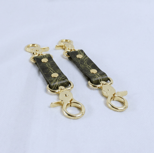 BDSM Connectors Burgundy Leather Strap with Gold Hardware