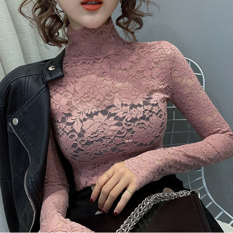 Lace High-Neck Top for Women - Versatile All Seasons