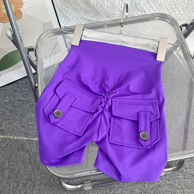 Women Yoga Shorts High Waist Workout Shorts Fitness Yoga Lift Butt Fitness Ladies Yoga Gym Running Short Pants Sportswear