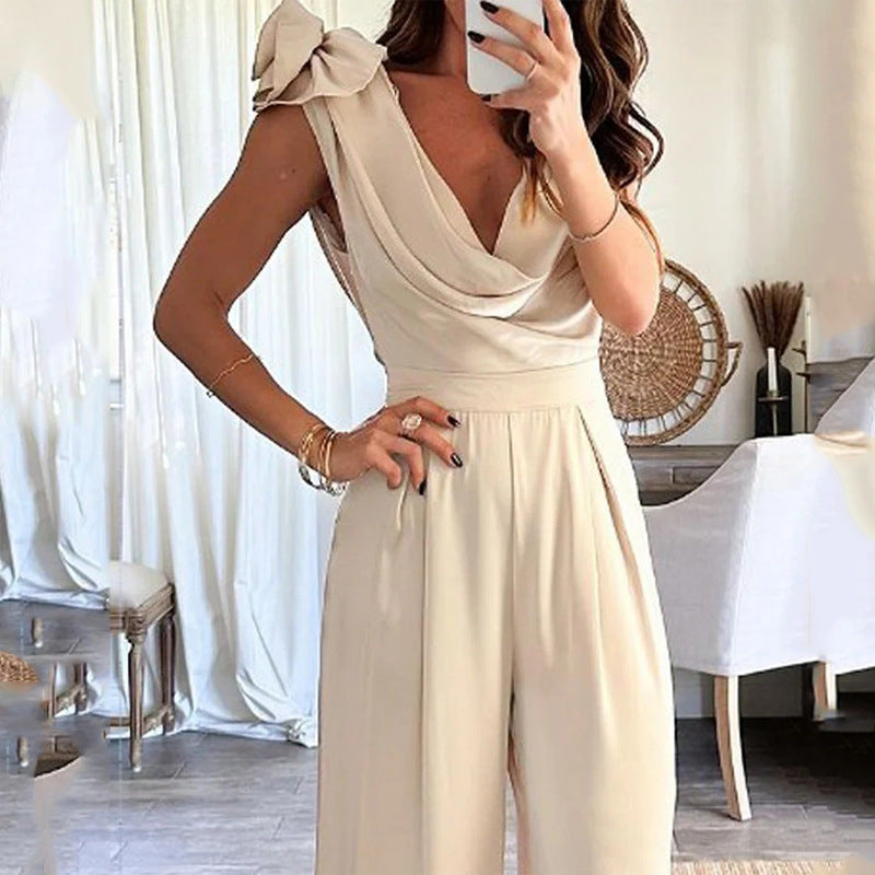 2023 Women's Fashion V-Neck Sleeveless Jumpsuit