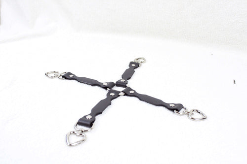 BDSM Restraint Connector Set Marble Olive Leather with Heart Rings