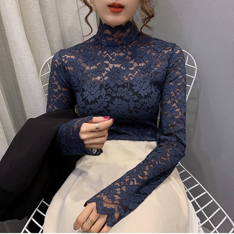 Lace High-Neck Top for Women - Versatile All Seasons