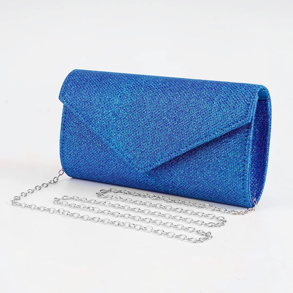 Women Envelope Evening Bag Glitter Ladies Chain Shoulder Bags Shiny Silver Long Purse Female Wedding Party Clutches Mini Handbag