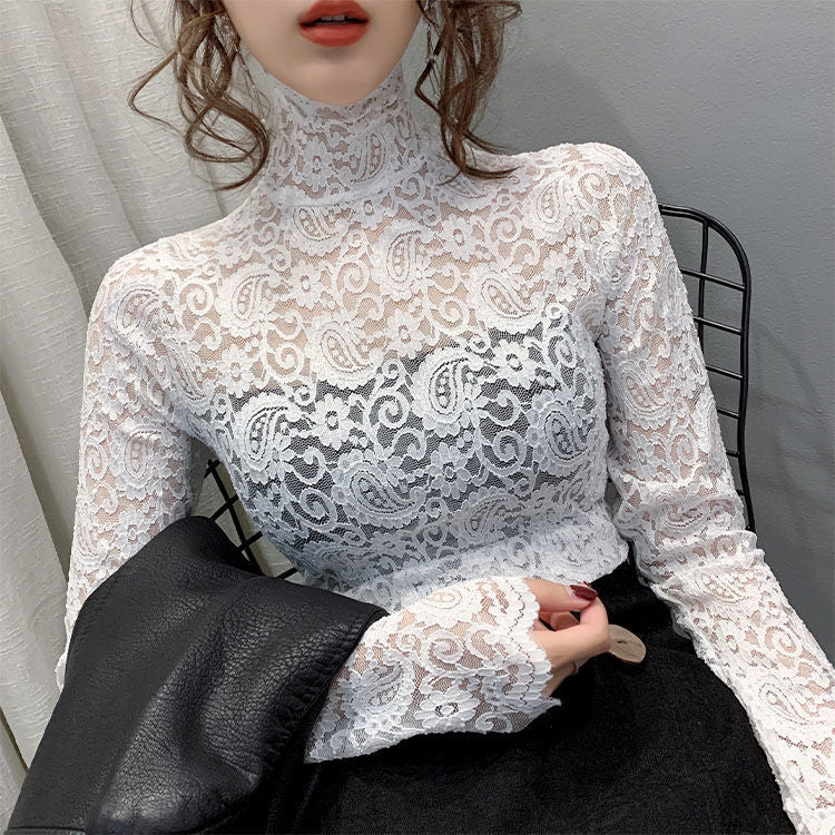 Lace High-Neck Top for Women - Versatile All Seasons