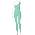 2024 Spring Women's Solid Color One-Shoulder Jumpsuit