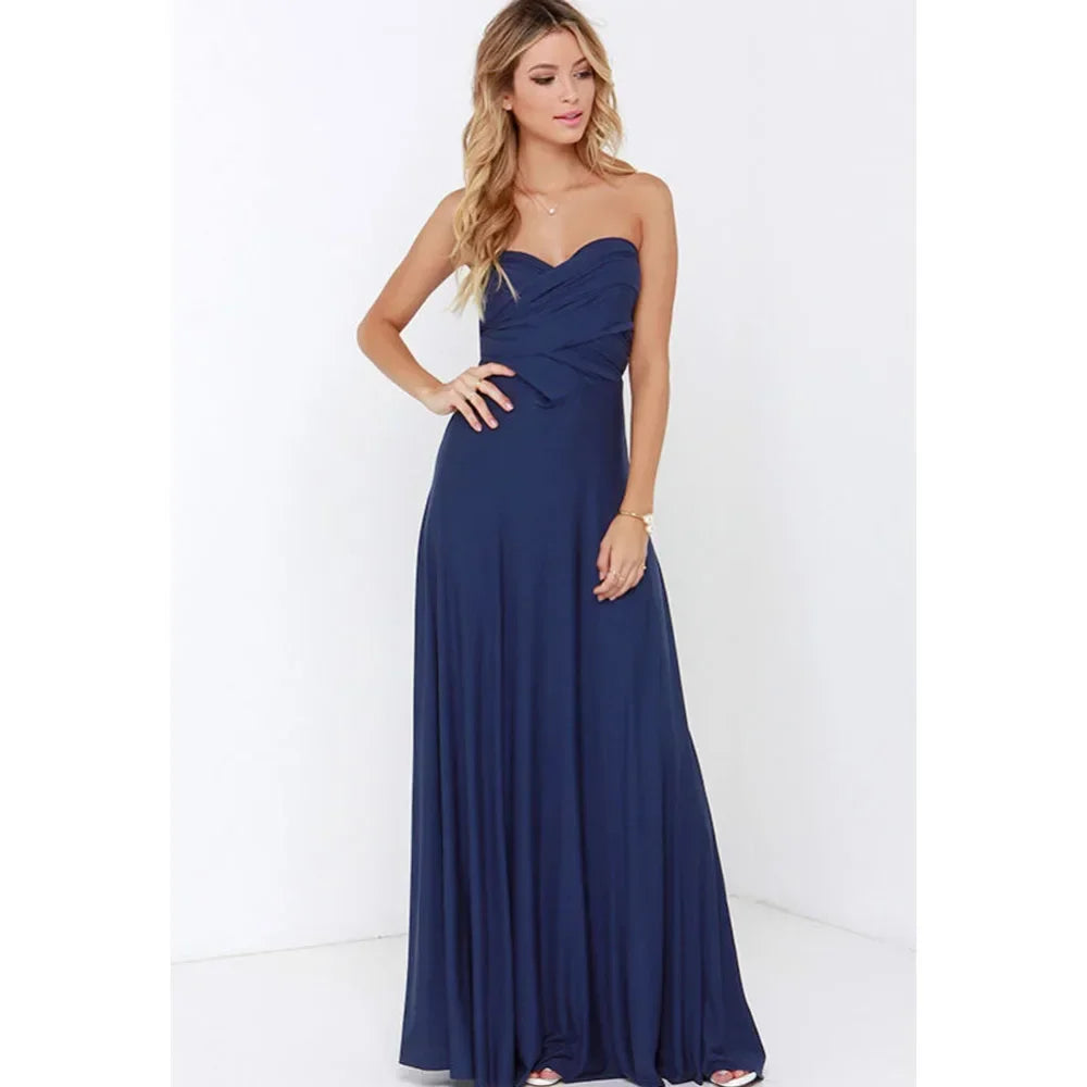 Fashion Multi-worn V-neck Vestidos De Fiesta Women Long Dress Sexy Strapped Lady Summer Maxi Dress