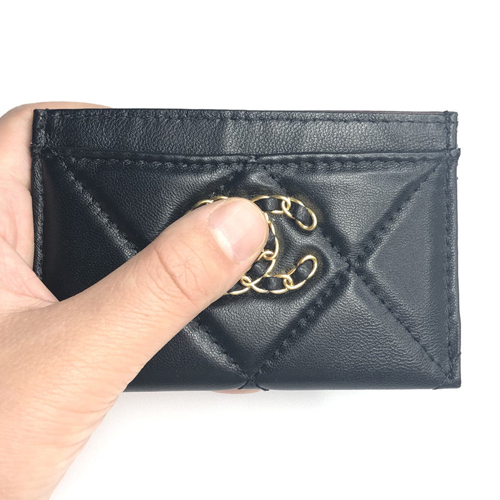 Korean Style Women's Quilted Leather Card Holder
