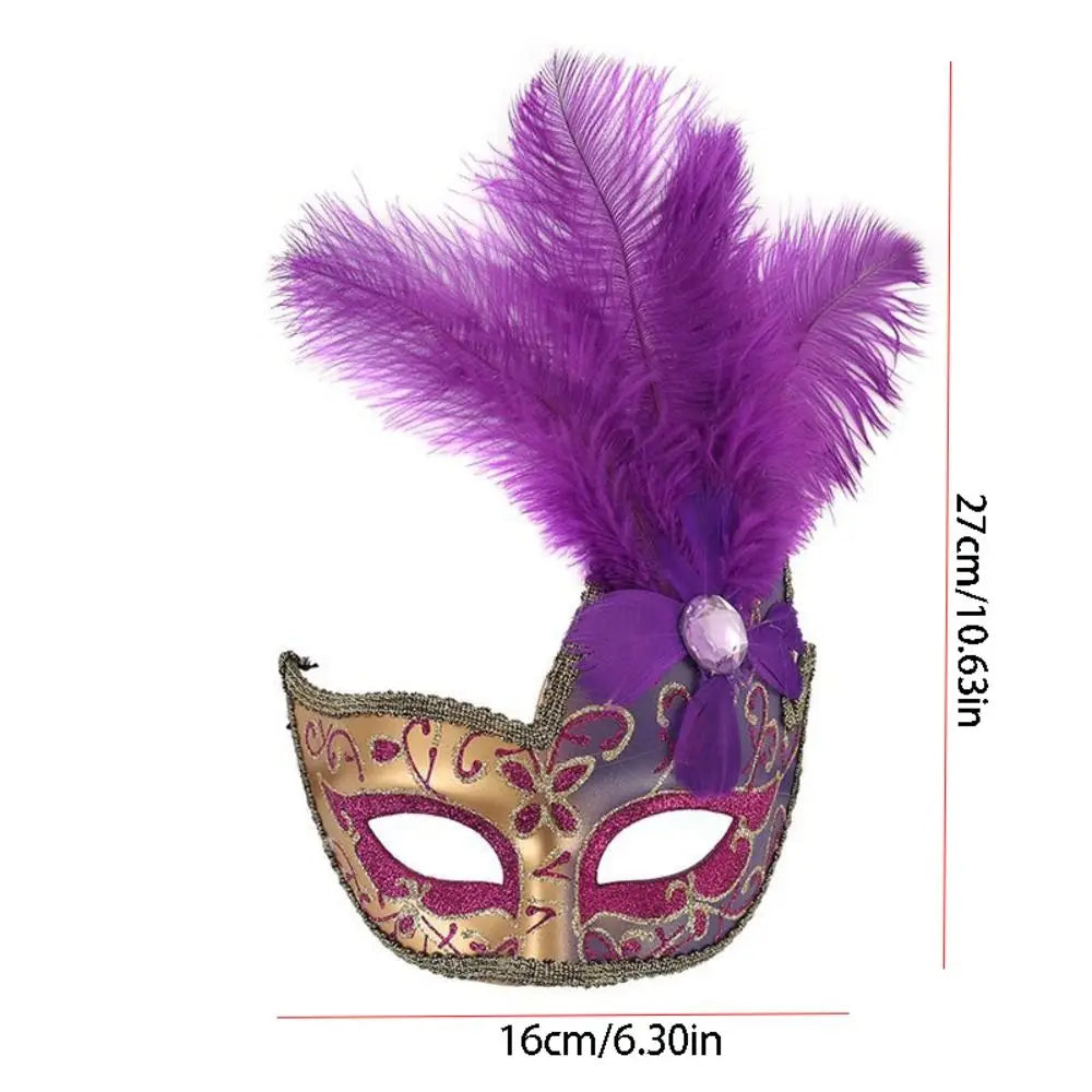 Funny Rhinestone Half-Face Lace Mask Seductive Style Cosplay Feather Mask Multicolor Masquerade Masquerade Ball Mask Ladies