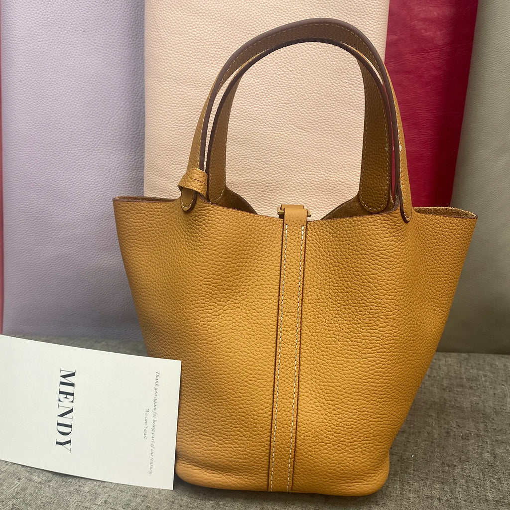 Women's Bag Bucket Bags Female Tote Bag High Quality Hand Bag Ladies Designer Luxury Genuine Togo Leather Shoulder Bag Organizer