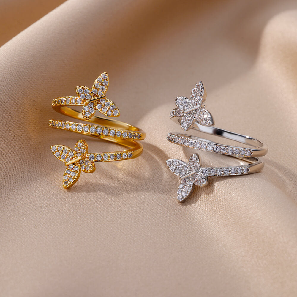 Minimalist Open Finger Ring with Zirconia Branch Design