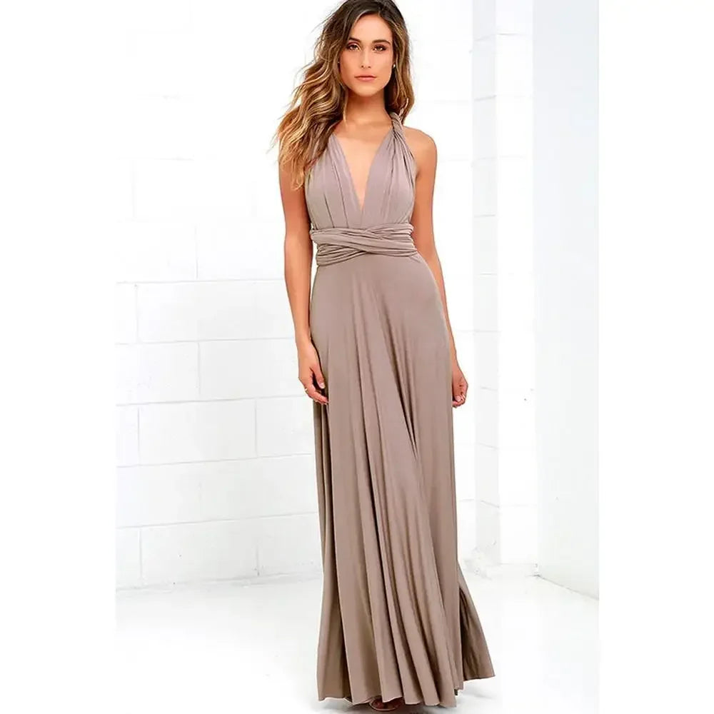 Fashion Multi-worn V-neck Vestidos De Fiesta Women Long Dress Sexy Strapped Lady Summer Maxi Dress
