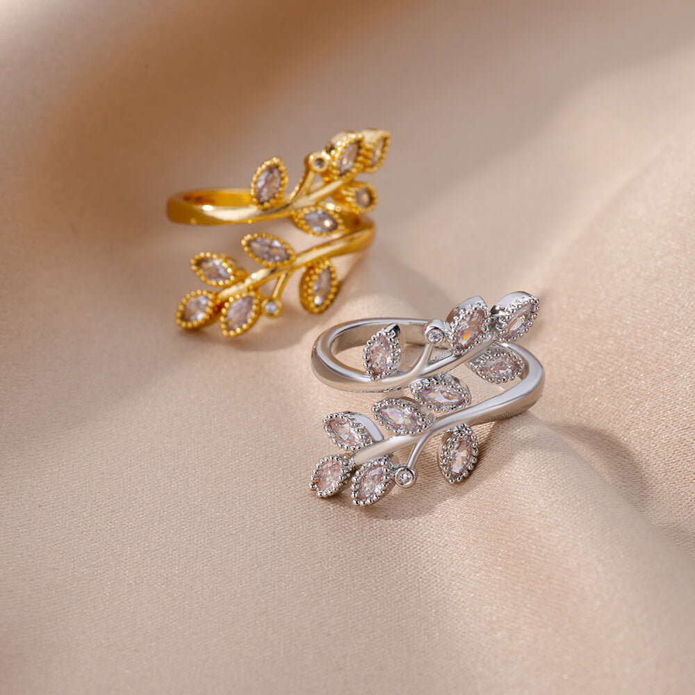 Minimalist Open Finger Ring with Zirconia Branch Design