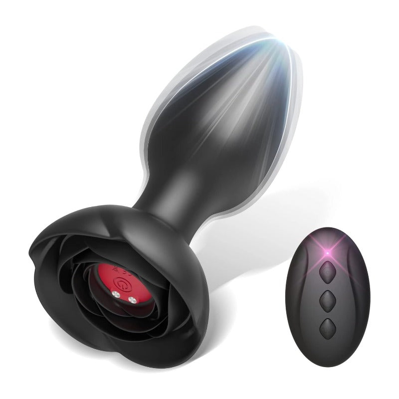 Rose Vibrating Butt Plug Remote Controlled