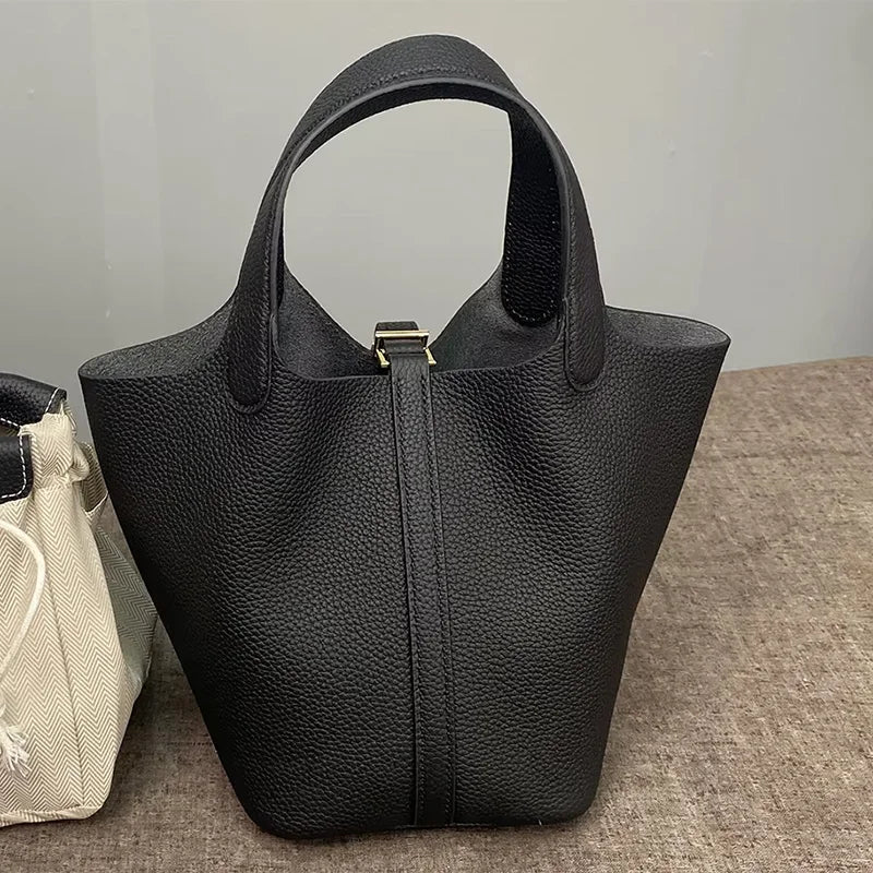 Women's Bag Bucket Bags Female Tote Bag High Quality Hand Bag Ladies Designer Luxury Genuine Togo Leather Shoulder Bag Organizer
